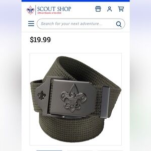 Scouts BSA Web Uniform Belt, Cut to Size and Adjustable, 42”, like new